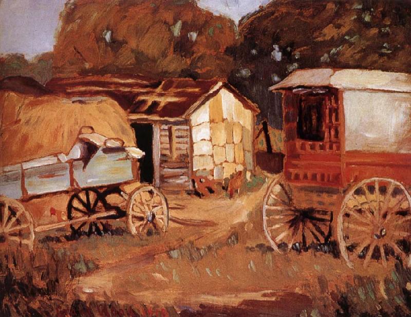 Grant Wood Carriage Business Spain oil painting art